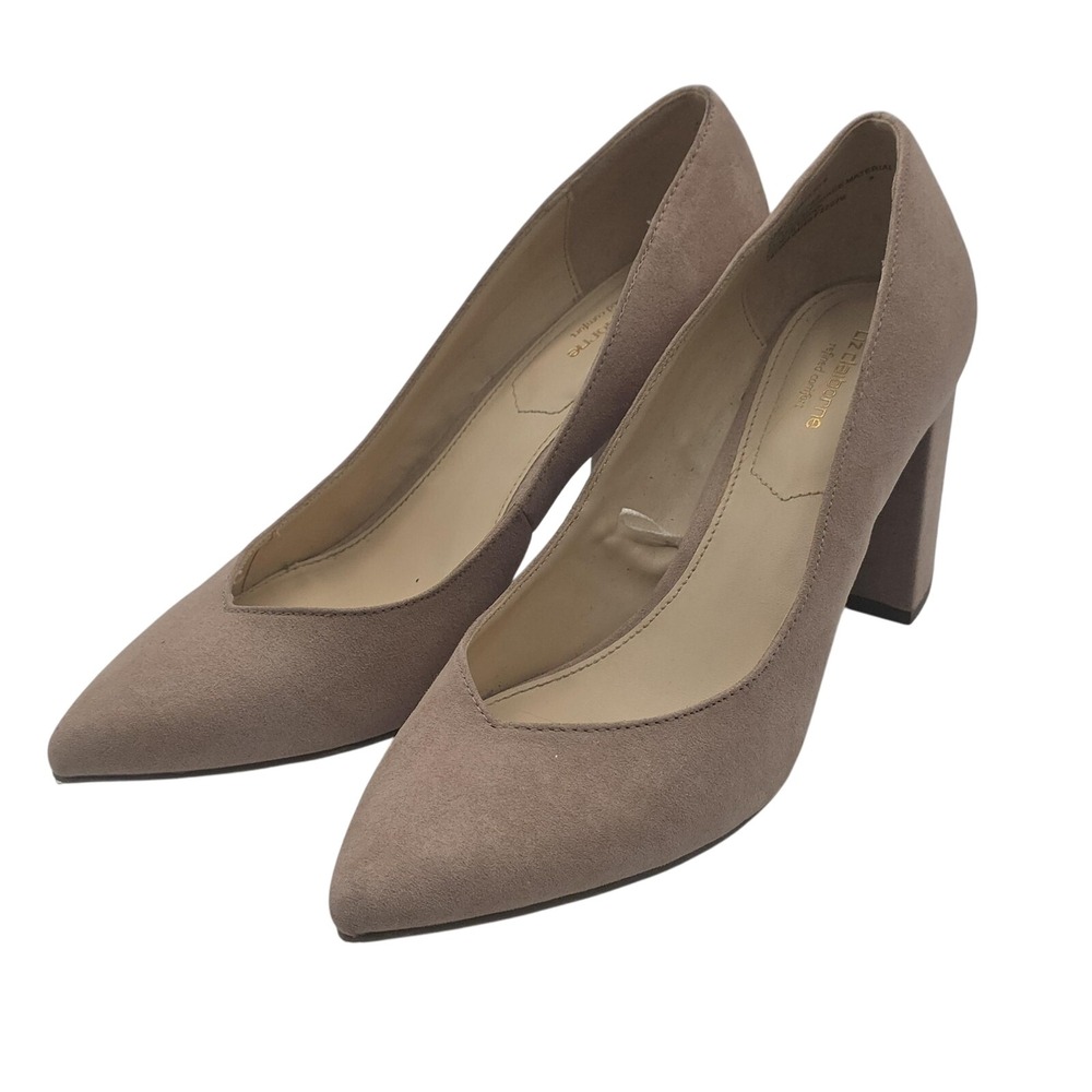 Liz Claiborne Shoes Womens Size 10M Taupe Block Heel Pumps Suede Fabric Haslett